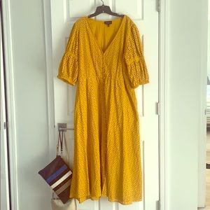 Eloquii Yellow Floral Eyelet Dress